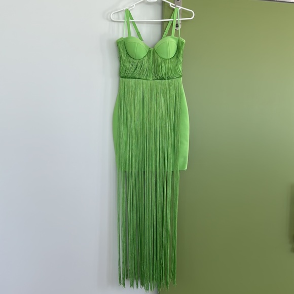 Neon green fringe dress - Picture 5 of 8